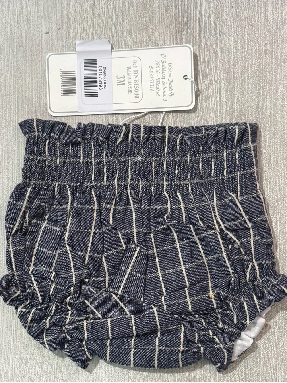 NWT Dadati European Boutique Blue Jean Check Baby Bloomers Sz 3 Months